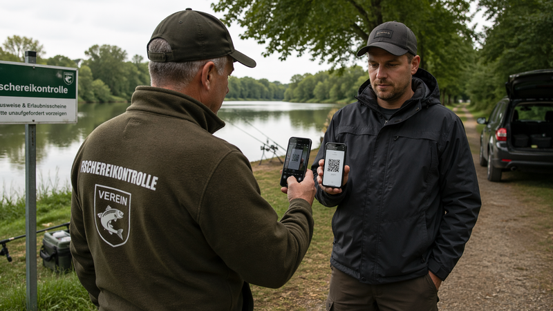 Fischereikontrolle am Gewässer